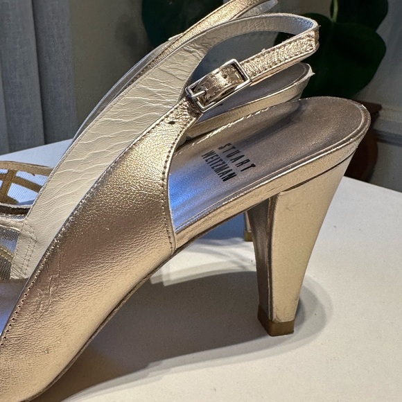 Stuart Weitzman open toe high heels sandals light gold (silver gold), EU 38 1/2 - Picture 6 of 16